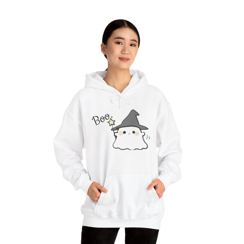 Boo Magic Witch Ghost Hoodie | White , Warm .